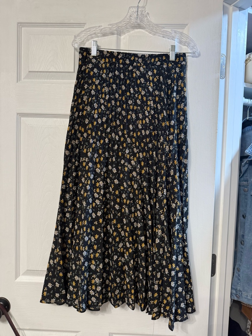 Max Studio Black Maxi Skirt with Yellow & White Floral Print
